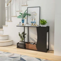 Costway 43.5'' Console Table With Faux Marble Top & 2 Storage Compartments Entryway Hallway -Costway GUEST c7e5185b 5069 4927 90d3 195eb6673243