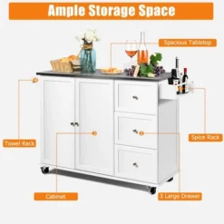 Costway Kitchen Island 2-Door Storage Cabinet Stainless Steel Top W/ Drawers -Costway GUEST c7e587d3 b0eb 42a1 9f97 2ef881e11c4c
