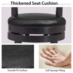 Costway Set Of 4 Bar Stools Swivel Bar Height Chairs With PU Upholstered Seats Kitchen -Costway GUEST c8211207 4b80 424e ae62 2d0a813f7c97