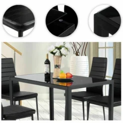 Costway 5 Piece Kitchen Dining Set Glass Metal Table 30" And 4 Chairs Breakfast Furniture Black 13 Costway 5 Piece Kitchen Dining Set Glass Metal Table 30" And 4 Chairs Breakfast Furniture Black -Costway GUEST c828b3f7 9f70 47d3 836c d94fcf7ed76c