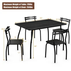 Costway 5 Pcs Dining Set Table 30'' And 4 Chairs Home Kitchen Room Breakfast Furniture Black -Costway GUEST c82eab27 bc3a 4eb9 bc0d df94ad315de7