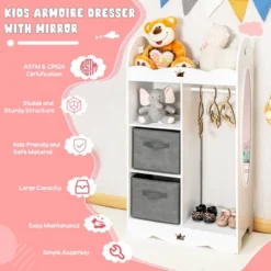 Costway Kids Dress Up Storage Hanging Armoire Dresser Costume Closet W/Mirror & Toy Bins -Costway GUEST c8847924 ed15 4008 ad91 8fe1a01212ab