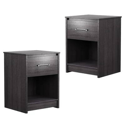 Costway 2PCS Nightstand With Drawer Storage Shelf Wooden End Side Table Bedroom Brown / Black / Natiral 12 Costway 2PCS Nightstand With Drawer Storage Shelf Wooden End Side Table Bedroom Brown / Black / Natiral - Image 10