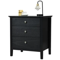 Costway Nightstand Beside End Side Table Accent Table Organizer W/3 Drawers Black -Costway GUEST c892c035 c819 4f65 b50c 08cd531cd1a4