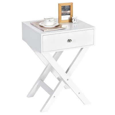 Costway Side Nightstand With Drawer X Shaped Structure Accent Sofa End Table WhiteBlack 12 Costway Side Nightstand With Drawer X Shaped Structure Accent Sofa End Table WhiteBlack - Image 10