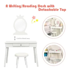Costway Kids Vanity Makeup Table & Chair Set Make Up Stool Play Set For Children -Costway GUEST c934c369 ea6b 4b82 88a6 1ade170ae9c0