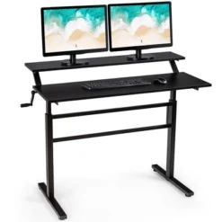 Costway Standing Desk Crank Adjustable Sit To Stand Workstation With Monitor Shelf BrownBlack -Costway GUEST c95e9059 761e 42d5 917b a19281fe31af