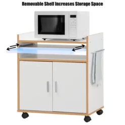 Costway Rolling Kitchen Trolley Microwave Cart Storage Cabinet W/ Removable Shelf White -Costway GUEST c98201e2 74f8 46e2 81a0 8fb2765d9e6c