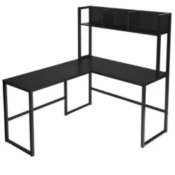 Costway 55'' L-Shaped Desk Corner Computer Desk W/Hutch Black -Costway GUEST c9891d08 7d18 4bff 8912 fad51b3cb716