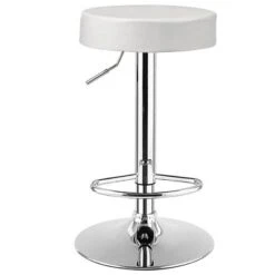 Costway 1 PC Round Bar Stool Adjustable Swivel Pub Chair U Leather With Footrest White Black Red -Costway GUEST c99d1d2c a9a8 45ac 9d25 98325eb5566d