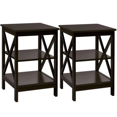 Costway 2 PCS 3-Tier Nightstand End Table X Design Storage Display Shelf Living Room 12 Costway 2 PCS 3-Tier Nightstand End Table X Design Storage Display Shelf Living Room - Image 10