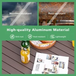 Costway 4-6 Person Portable Aluminum Camping Table Lightweight Roll Up Table Grey/Brown -Costway GUEST c9af8a54 5ef7 484e 9cf0 05ad49789d00