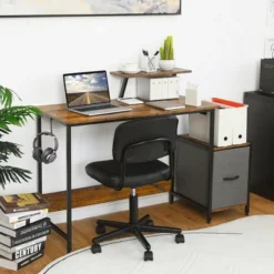 Costway Computer Desk Writing Workstation Home Office W/ Movable Storage Rack & Shelf -Costway GUEST ca2cf928 9935 4c59 90c3 b845e0fe087d
