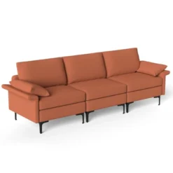 Costway Modern Modular Fabric 3-Seat Sofa Couch Living Room Furniture W/ Metal Legs RedGreen -Costway GUEST ca30d4a9 6fa2 41be 8844 12a6a0edb94b