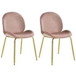 Costway Set Of 2 Velvet Accent Chairs Dining Side Chairs W/Gold Metal Legs Pink/Beige/Green/Grey 27 Costway Set Of 2 Velvet Accent Chairs Dining Side Chairs W/Gold Metal Legs Pink/Beige/Green/Grey -Costway GUEST ca38e3ed 6592 4e7e a6c8 63a0baafbe13