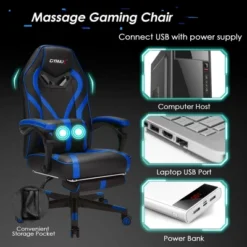 Costway Massage Gaming Chair Racing Recliner Computer Desk Chair W/Footrest -Costway GUEST ca54b42e 1afb 4e59 97f1 66b9624d9031