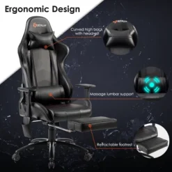 Costway Massage Gaming Chair Adjustable Reclining Racing Chair W/Headrest&Footrest GrayBlack 17 Costway Massage Gaming Chair Adjustable Reclining Racing Chair W/Headrest&Footrest GrayBlack -Costway GUEST ca7398cc bbdd 4953 a306 ac2a0283ae04