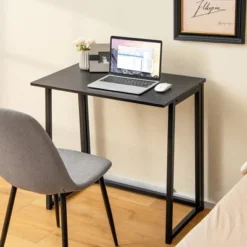 Costway Folding Computer Desk No Assembly Study Writing Table For Small Spaces Walnut/Black/Brown/White