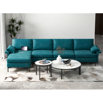 Costway Modern Modular L-shaped Sectional Sofa W/ Reversible Chaise & 4 USB Ports 4 Costway Modern Modular L-shaped Sectional Sofa W/ Reversible Chaise & 4 USB Ports - Image 2