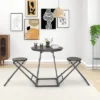 Costway 3-Piece Bar Table Set Round Pub Dining Table & 2 Foldable Stools W/ Metal Frame -Costway GUEST cab2c2ae 9752 4557 b51d ce8eeb9cbede