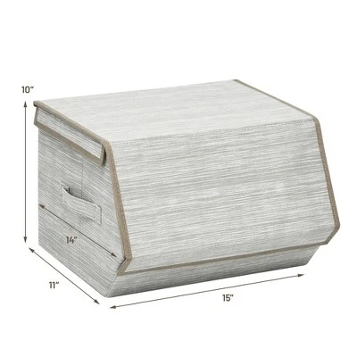Costway Stackable Large Bins Cubes W/Lids Storage Organizers W/Linen&Oxford Fabric 4 Sets 3 Costway Stackable Large Bins Cubes W/Lids Storage Organizers W/Linen&Oxford Fabric 4 Sets