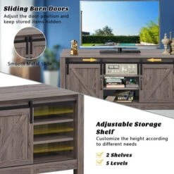 Costway TV Stand Sliding Barn Door Entertainment Center For TV's Up To 55'' With Storage -Costway GUEST caba3712 2717 4947 b13a 13f97a1ce07c