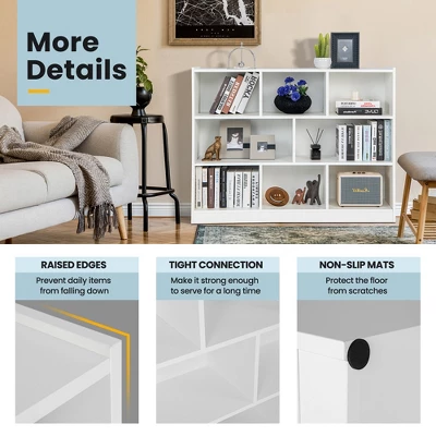 Costway 3-tier Open Bookcase 8-Cube Floor Standing Storage Shelves Display Cabinet White 9 Costway 3-tier Open Bookcase 8-Cube Floor Standing Storage Shelves Display Cabinet White - Image 7