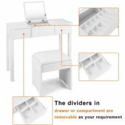 Costway White Vanity Dressing Table Furniture Stool Storage Box -Costway GUEST cb4ff66f e58c 49cf bae8 0a189b456fdb