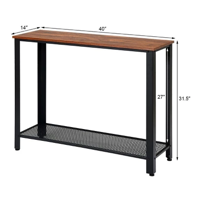 Costway Console Sofa Table W/ Storage Shelf Metal Frame Wood Look Entryway Table SilverBlack 3 Costway Console Sofa Table W/ Storage Shelf Metal Frame Wood Look Entryway Table SilverBlack