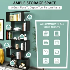 Costway 2 PCS 6 Tier S-Shaped Bookshelf Storage Display Bookcase Z-Shelf -Costway GUEST cb59cff7 0c57 4119 a575 6c151c96dd50