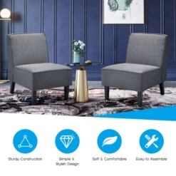 Costway Accent Chair Armless Fabric Sofa Living Room Furniture Gray 15 Costway Accent Chair Armless Fabric Sofa Living Room Furniture Gray -Costway GUEST cb5d7f78 c56f 44e3 9416 90bcb3cc44c0