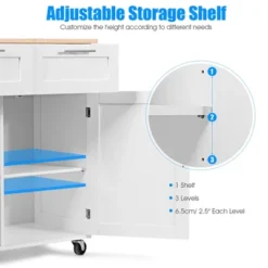 Costway Rolling Kitchen Cart Island Heavy Duty Storage Trolley Cabinet Utility White -Costway GUEST cb80d363 ca35 49b1 b39f d3e9d63b920e