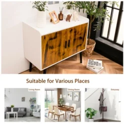 Costway Sideboard Buffet Storage Cabinet W/2 Door Metal Legs Accent Cabinet 32In -Costway GUEST cb904385 1750 4581 8dfe 26f84308c61e