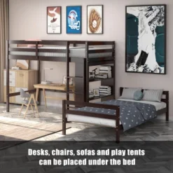 Costway Twin Over Twin Loft Bunk Bed Wood W/Bookcase Guardrail Ladder Kids Bedroom -Costway GUEST cbb276c0 fec6 4183 b95d 5d4599456ad4