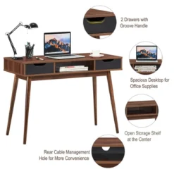 Costway Computer Desk Writing Table W/ Drawers Laptop PC Workstation Home OakWalnut 20 Costway Computer Desk Writing Table W/ Drawers Laptop PC Workstation Home OakWalnut -Costway GUEST cc0e958c 4b60 4fe9 9a68 adcd7137d008