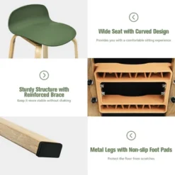 Costway Modern Set Of 4 Barstools 30inch Pub Chairs W/Low Back & Metal Legs Green 18 Costway Modern Set Of 4 Barstools 30inch Pub Chairs W/Low Back & Metal Legs Green -Costway GUEST cc135a0d 4cc5 4d3b b259 e79f3af376bb