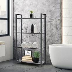 Costway 4-Tier Bookshelf Industrial Bookcase Diaplay Shelf Storage Rack Rustic BrownBlack -Costway GUEST cc8eff70 b15d 4b9e bd8f 21915a3fd222