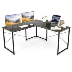 Costway L-Shaped Reversible Computer Desk 2-Person Long Table W/Monitor Stand -Costway GUEST cc9f9001 10ee 42aa 9fbd 9c97d477dbc0