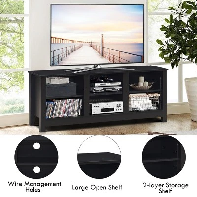Costway TV Stand Cabinet For TV's Up To 60'' Entertainment Center W/Storage Shelves BlackBrown 8 Costway TV Stand Cabinet For TV's Up To 60'' Entertainment Center W/Storage Shelves BlackBrown - Image 6