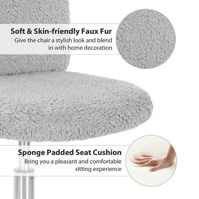 Costway Armless Faux Fur Leisure Office Chair Adjustable Swivel Task Chair 10 Costway Armless Faux Fur Leisure Office Chair Adjustable Swivel Task Chair - Image 8