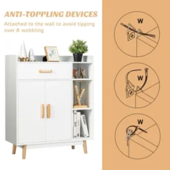 Costway Floor Storage Cabinet Free Standing Cupboard Chest W/1 Drawer 2 Doors 3 Shelves -Costway GUEST cced8a40 c7e3 46f6 97a3 160fb291c5b5