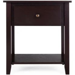 Costway 2PCS Nightstand Sofa End Side Table W/ Storage Drawer Bottom Shelf Espresso -Costway GUEST cd6579b8 d93b 4136 a480 5be8af462795