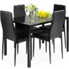 Costway 5 Piece Kitchen Dining Set Glass Metal Table 30" And 4 Chairs Breakfast Furniture Black -Costway GUEST cdb21229 858c 4a1c a157 714e83f9f394