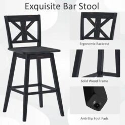 Costway 4PCS Swivel Bar Stools 29'' Counter Height Chairs W/ Footrest -Costway GUEST cdc4b79c 8553 4e52 b55e c1013b0803c6