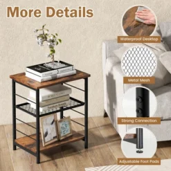 Costway 2 PCS 3-Tier Side End Table With Adjustable Mesh Shelf Narrow Nightstand 18 Costway 2 PCS 3-Tier Side End Table With Adjustable Mesh Shelf Narrow Nightstand -Costway GUEST cdd57745 e30a 46eb ab91 b087109eaafa