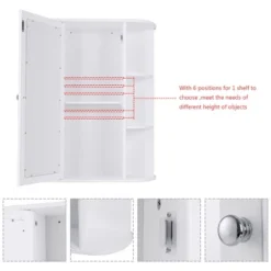 Costway Bathroom Cabinet Single Door Shelves Wall Mount Cabinet W/ Mirror Organizer -Costway GUEST ce29de90 e57f 42d5 9207 86ff131431b0