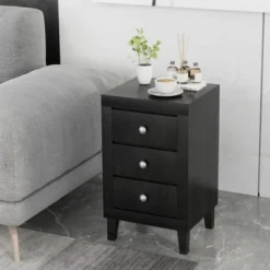 Costway Nightstand Sofa Side Coffee Table With 3 Drawer For Bedroom Living Room Black/Grey/White 16 Costway Nightstand Sofa Side Coffee Table With 3 Drawer For Bedroom Living Room Black/Grey/White -Costway GUEST ce3168e4 aae3 481d 990e 2d44590327ce