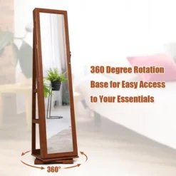 Costway 360degree Rotatable Jewelry Cabinet 2-in-1 Lockable Mirrored Organizer -Costway GUEST ce4607be a022 4af4 90eb cdfa2f889c2c