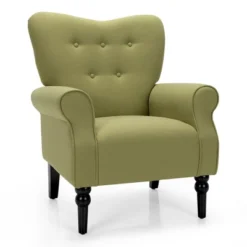 Costway Modern Accent Chair W/ Tufted Backrest & Rubber Wood Legs -Costway GUEST ce63a2a0 1e4a 449c b14e f93c9de2afbf