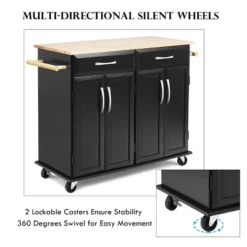 Costway Rolling Kitchen Trolley Island Cart Wood Top Storage Cabinet Utility W/ Drawers 14 Costway Rolling Kitchen Trolley Island Cart Wood Top Storage Cabinet Utility W/ Drawers -Costway GUEST ce662cb5 a422 45cc a62e cf65c12b8219